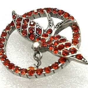 Bird Pendant Red Crystal Bird In Flight Pearl Drop Bird | Pilgrim Danish Design